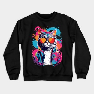 Cat Wearing Sunglasses Crewneck Sweatshirt